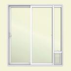 72 in. x 80 in. White Left Hand Vinyl Patio Door with Low-E Argon Glass and Small Pet Door