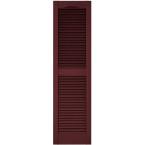 15 in. x 55 in. Louvered Shutters Pair #078 Wineberry