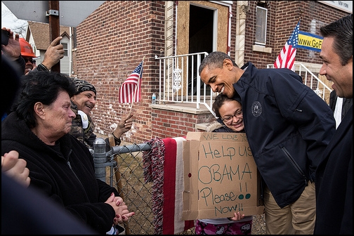 President Obama greets residents on Cedar Avenue