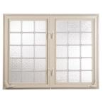 21 in. x 53 in. Wave Pattern 8 in. Acrylic Block Driftwood Vinyl Fin Left-Hand Casement Window Tan Silicone and Screen