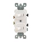 15-Amp Combination Double Switch - White