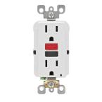 SmartLockPro 15-Amp GFCI Outlet with Red/Black Buttons - White