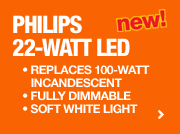 The NEW Philips 22-watt LED bulb replaces 100-watt incandescent - shop now