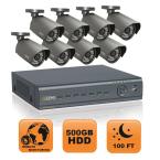 Advanced Series 8 Channel 500 GB Hard Drive Surveillance System with Eight 600 TVL Cameras