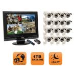 Advanced Series 16 Channel 1 TB Hard Drive Surveillance System with Sixteen 650 TLV Cameras and 19 in. Monitor