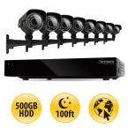 8 Ch. 500 GB Hard Drive Surveillance System with 8 600 TVL Cameras