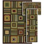 Tao Crossroads Chocolate 4 ft. 11 in. x 7 ft. 3 Piece Rug Set