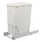 Single 35 qt. White Trash Bin with Pull-Out Steel Cage