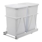 Double 27 qt. White Trash Bins with Pull-Out Steel Cages
