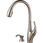 DeLuca Single-Handle Kitchen Faucet in Stainless with Soap Dispenser