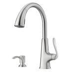 Pasadena 1-Handle Hi-Arc Pull-Down Sprayer Kitchen Faucet in Stainless Steel