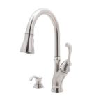 Arabella Single-Handle Pull-Down Sprayer Kitchen Faucet in Stainless Steel with Soap Dispenser