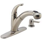 Cicero Diamond Seal Single-Handle Pull-Out Sprayer Kitchen Faucet in Stainless Steel with Soap Dispenser