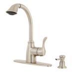 Finley Single-Handle Pull-Out Sprayer Kitchen Faucet in Stainless Steel with Soap Dispenser