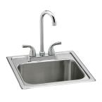 Neptune Drop-In 14 3/8X14 3/8X6 2-Hole Single Bowl Bar Sink with Faucet and Strainer