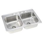 Neptune Drop-In Stainless Steel 33 in. x 22 in. x 8 in. 4 Hole Double Bowl Kitchen Sink