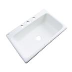 Manhattan Drop-In Acrylic 33x22x9 3-Hole Single Bowl Kitchen Sink in White