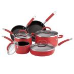 10 pc. Nonstick Porcelain Enamel Cookware Set in Red