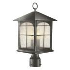 3-Light Outdoor Aged Iron Post Lantern