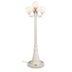 European Park Style Four White Globe Plug-In Outdoor White Lantern Patio