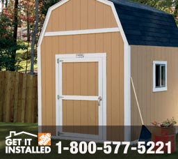 Home Depot Professional working on a shed door