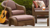 Plush patio chair and ottoman