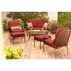 Fall River 4-Piece Patio Seating Set with Red Cushions
