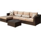Naples 4-Piece Woven Wicker Patio Sectional Sofa Set