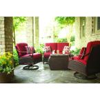 Cedar Island 4-Piece All-Weather Wicker Patio Seating Set with Dragon Fruit Cushions