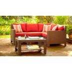 Beverly 5-Piece Sectional Patio Seating Set with Red Cushions