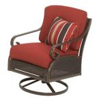 Cedar Island All-Weather Wicker Patio Rocking Swivel Chair with Dragon Fruit Cushions