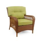 Charlottetown Brown All-Weather Wicker Patio Lounge Chair with Green Bean Cushions