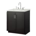 Palmero 30 in. Laundry Vanity in Espresso and Premium Acrylic Sink in White and Faucet Kit