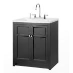 Conyer 30 in. Laundry Vanity in Black and Premium Acrylic Sink and Faucet Kit