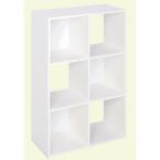 36 in. x 24 in. White Stackable 6-Cube Organizer