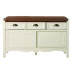 Southport Ivory Oak 42 in. W Shoe Storage Bench with Cushion