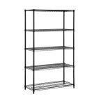 5-Shelf 42 in. W x 72 in. H x 18 in. D Black Shelving Unit