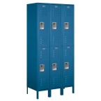 62000 Series 36 in. W x 78 in. H x 18 in. D 2-Tier Metal Locker Unassembled in Blue