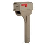 Gentry All-in-One Plastic Mailbox and Post Combo in Mocha