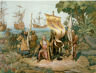 Columbus taking possession of the new country