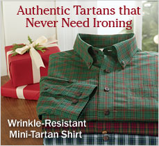 Authentic Tartans that Never Need Ironing. Wrinkle-Resistant Mini-Tartan Shirt