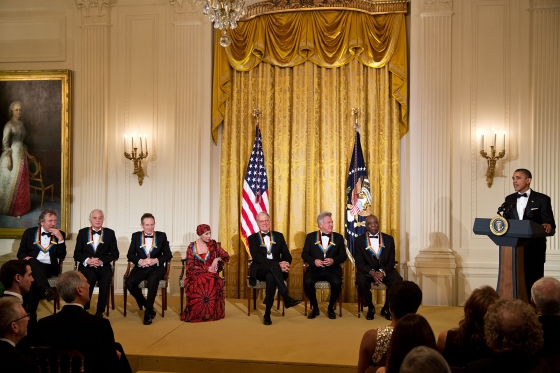 President Obama delivers remarks during the Kennedy Center Honors Reception, Dec. 2, 2012.