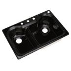 Breckenridge Drop-In Acrylic 33x22x9 4-Hole Double Bowl Kitchen Sink in Black