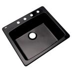 Bridgehampton Drop-In Acrylic 25x22x9 4-Hole Single Bowl Kitchen Sink in Black