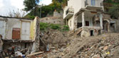 Destroyed homes after a landslide