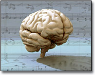 Image of a brain with music in the background