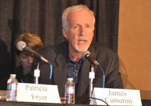 <i>Deepsea Challenger</i> diver talks about science and other issues with <i>Eos</i>. 
<br /><br />
James Cameron at the AGU Fall Meeting.<br />
<i>Credit:  Randy Showstack, Eos</i>