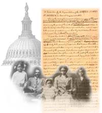 Montage of
historic images, including the Declaration of Independence
