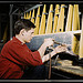 Riveter at work at the Douglas Aircraft Corporation plant in Long Beach, Calif. (LOC)