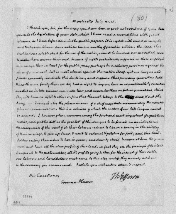 Image 298 of 1306, Thomas Jefferson to William Plumer, July 21, 1816